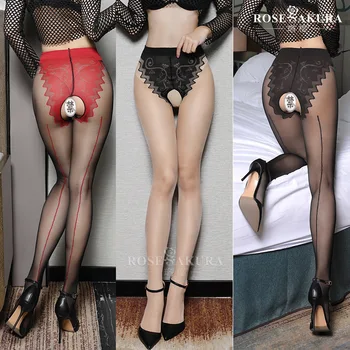 Sakura Žakardo Tarpkojo Nugaros Linija Pėdkelnės Sexy Kojinės Gražios Kojos Open Retro 0831 Mokesčio-Įtraukti