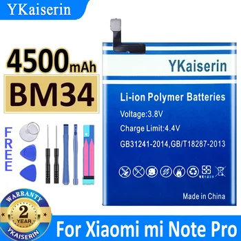 4500mAh YKaiserin Baterija BM34 Už Xiaomi mi Pastaba Pro Bateria