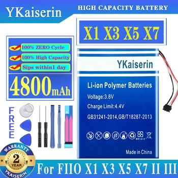 YKaiserin 4800mah Baterija FIIO X1 X3 X5 X7 II III Garsiakalbį, Muzikos Grotuvas Bateria + Kelio NR.