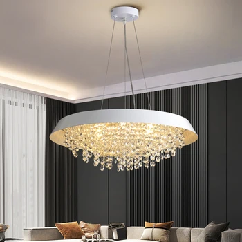Šiuolaikinių LED Krištolo Sietynai Round Hanging Sieniniai šviestuvai Gyvenimo Valgomasis, Virtuvė Cristal Pakaba Apšvietimas, Šviestuvas, Balta