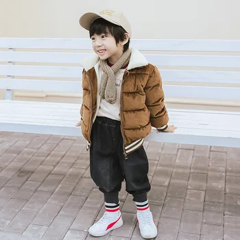 Vaikai pleuche medvilnės-paminkštintas drabužius berniukas su storas kailis mergytę vaiko šiltos žiemos striukė žiemos medvilnės kamšalu striukė 0
