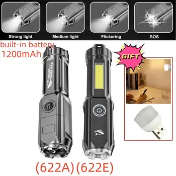 Galingas LED Žibintuvėlis Įkraunamas USB 18650 Vandeniui Zoom Žvejybos, Medžioklės 100000 Liumenų Taktinis Žibintuvėlis LED Žibintuvėlis