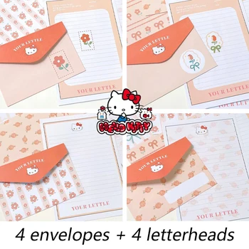 4pcs Sanrio Hello Kitty Voką Laišką Popieriaus Vestuves Kvietimą atvirukas Mielas Animacinių filmų Festivalio Dovana Lange Vokai