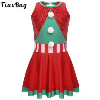 Vaikų Mergaičių Kalėdų Senelio Kostiumo Rankovių China-Line Suknelė Tutu Kalėdos Naujųjų Metų Karnavalas Šalies Veiklos Dancewear