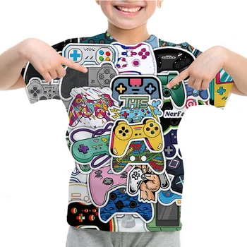 Naujas 2024 m. Vasaros 3D Vaikų Kreiptuką Gamepad Harajuku T-shirt Berniukų Marškinėliai Mergaitėms, Drabužiai, Spausdinimo Valdiklis Marškinėliai Vaikams Drabužių