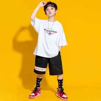 Vaikams Hip Hop Drabužių Paauglių Print T Shirt & Šortai Streetwear Vasarą Mergina Berniukai Šoka Dėvėti Kostiumų Komplektus 6 8 10 12 14 16Y