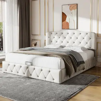 Vaikų lova Namų baldai Premium platforma lova dirbtinės odos patogus montavimas Kieto lovos rėmas soft ir stiprios apkrovos