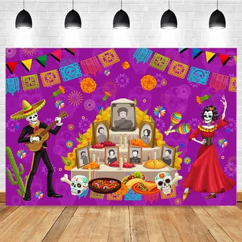 Mirusiųjų Dienos Fotografijos Fone Meksikos Cukraus Kaukolės Pamatą Dress-Up Šalies Fiesta Reklama Apdailos Fotostudija