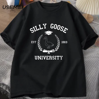 Kvailas Žąsų Universiteto marškinėlius vasaros medvilnės trumpomis rankovėmis atsitiktinis juokinga žąsų t-shirt Mens T Marškinėliai Graphic Tee Vyro Drabužius