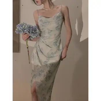 Mažas Kvapnių Vėjo Sustabdytas Suknelė Moterų Vasaros 2022 Naujas Westernized Suknelė prancūzų Stilius Slim Mados Suskaidytas Gėlių Suknelė