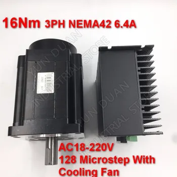 16Nm 110mm NEMA42 6.4 Stepper Motor Driver Kit 3PH 32 DSP AC18-220V 128 Microstep Su Aušinimo Ventiliatorius Aukštą Sukimo momentą CNC