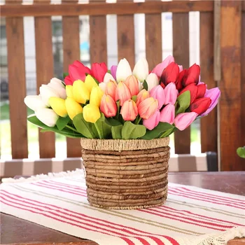 Karšto Pardavimui, 7 Galvą/krūva PU Tulpės, Dirbtinės Gėlės Nekilnojamojo Touch Artificiales Tulip Gėlių Namų Vestuves Apdailos Gėlių