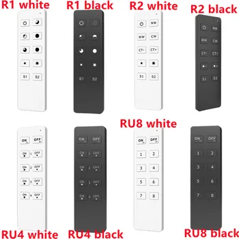 R1 R2 RU4 led dimmer, vienos spalvos, dviejų spalvų, RGB, RGBW arba RGB+BMT RF LED valdiklis Kiekvieną nuotolinio gali atitikti vieną ar daugiau imtuvas