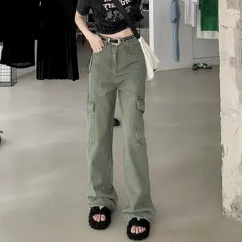 Moteriški Džinsai Atsitiktinis Y2k Moterų Kelnes Streetwear Visas Ilgis Aukšto Liemens Kelnės Džinsinio audinio Kelnės Vintage Drabužių Pločio Kojų Džinsai