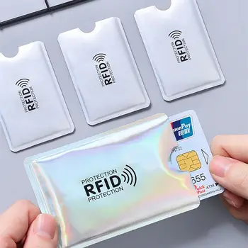 5vnt RFID Kortelės Blokavimas Rankovėmis Vyrams, Moterims, Lazeriu, Aliuminio Folija NFC Skaitytuvas Užraktas Protecter Stabdžių Nuskaityti Banko Kredito Kortelės Turėtojas