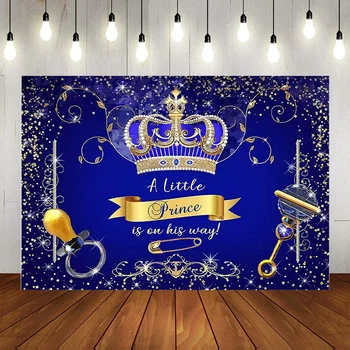 Royal Prince Fotografijos Aukso Užsakymą Gimtadienio Fone Apdailos Mėlyna Foto Studija Rinkiniai Vainiko Fone Reklama Baby Shower