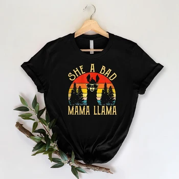 Vintage Ji Bloga Mama Lama Moterys T Shirts Retro Mama Gyvenime Marškinėlius Harajuku Mielas Gyvūnų Grafinis Tee Motinos Dovaną Dropshipping