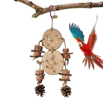 Paukščių Žaislas Paukščiui Kramtyti Žaislus Pušies Kankorėžis Dekoro Multi-layer Susitarimą Metalo Kablys Medžio masyvo Snapas Galandimo Dėl Mažų Kakadu