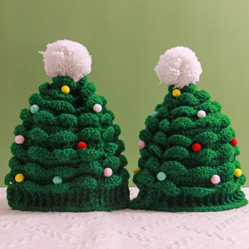 Kūrybos Kalėdų Eglutė Megzti Skrybėlę Vaikų, Suaugusiųjų Šalies Padažu Rankų Darbo Vilnonių Skrybėlę Žiemą Šiltą Kepurę Dovanų Kepurę