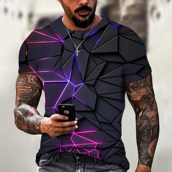 Abstrakti Harajuku vyriški marškinėliai 3D Mados Hip-Hop ' O-kaklo trumpomis Rankovėmis Marškinėliai Vyrams Viršūnes Negabaritinių Tees Marškinius Vyras Drabužiai