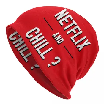 Netflix Ir Chill Skullies Beanies Kepurės Unisex Žiemą Šilta Megzta Kepurė Moterims, Vyrams Cool Suaugusiųjų Variklio Dangčio Skrybėlės Lauko Slidinėjimo Kepurė
