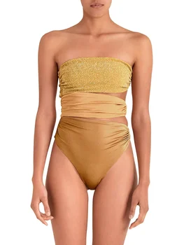 Aukso Stebėjimo Cut-Out vientisas maudymosi kostiumėlis Stora Moterų Tvarstis Vasaros Paplūdimio Kietas Push Up Micro maudymosi kostiumėlį, Maudymosi Kostiumą 2023
