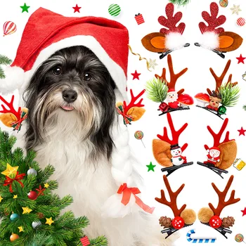 20PCS šunelis Staigius Kalėdų Elnių Ragų Mažylis Įrašą Cute Kačių, Šunų Plaukų Clips Mažų Šunų Kalėdų Šunų Viliojimo Priedai