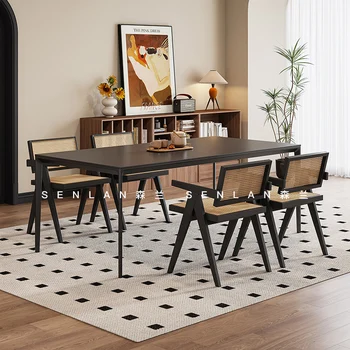 Roko valgomasis stalas ir kėdės derinys 2023 namų Šiaurės šalių šiuolaikinio minimalistinio restoranas kvadratinis valgomasis stalas su 6 kėdėmis.