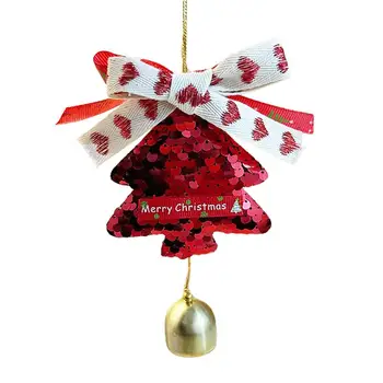 Kalėdų Eglutės Papuošalus Su Varpai Kalėdų Eglutės Formos Ornamentu Su Laivapriekio Sezoninio Decors Už Kalėdų Eglutė Durų Langą