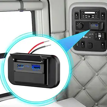 RV Įkrovimo Pultas Greitai Įkrauti PD C Tipo Dual USB jungtys Maitinimo kištukinis Lizdas su Jungikliu USB Automobilinis 12V/24V Įkroviklis, Autobusų Skydelis Adapteris Q6B7
