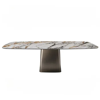 Šiaurės šalių šiuolaikinės paprastas šviesos prabanga šiferis, valgomasis stalas italijos minimalistinio marmuro paviršiaus