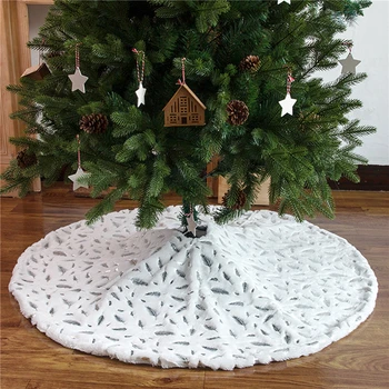 Kalėdų Eglutė Sijonas Pliušinis Kalėdų Medžio Kilimėlis Baltas Minkštas Dirbtiniais Kailiais Su Išsiuvinėtu Medžio Sijonas Kalėdų Dekoracijos 0