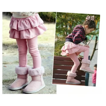 2024 m. Rudens-Žiemos Vaikų Kamšalu ir Sutirštės Sijonas Dugno Kelnės Slim Stretch Kelnės Mergaitėms Legging Merginos Sijonas Kelnės