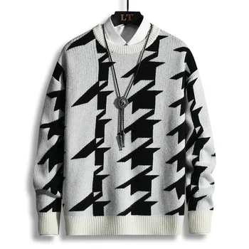 Vyrai Harajuku Vintage Megztinis Pavasario Žiemos Vyrų Naują Atsitiktinis Laisvi Megztiniai Vyrų Hip-Hop Streetwear Trikotažas Puloveriai 1