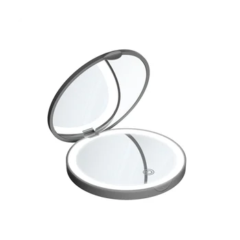 Kosmetikos LED Papildymo Veidrodis Patogus, Kompaktiškas Nerūdijančio Plieno Kišenėje Tuštybės 2 Pusių Nešiojamų Lankstymo Veidrodėliai,Juoda 1