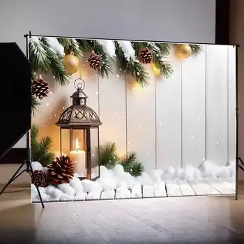 MĖNULIS.QG Fone Kalėdų Photozone fotostudijos Fono Nuotrauka Sniego Grindys Medžio Lentų, Sienos Pušies Papuošalai Priedai 1