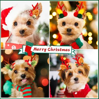 20PCS šunelis Staigius Kalėdų Elnių Ragų Mažylis Įrašą Cute Kačių, Šunų Plaukų Clips Mažų Šunų Kalėdų Šunų Viliojimo Priedai 1