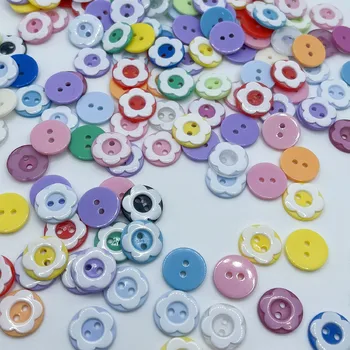 10color Upick 50pcs mix spalva 13mm plastiko apvalios gėlių formos mygtukai amatų siuvimo vaikų drabužiai 2