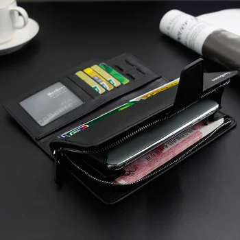 Vyrų piniginės mados laisvalaikio verslo paprastos rankinės PU odos didelės talpos multi-card kortelių mobilusis telefonas 2