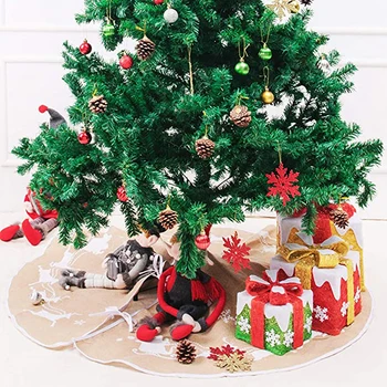 Kalėdų Eglutė Sijonas Pliušinis Kalėdų Medžio Kilimėlis Baltas Minkštas Dirbtiniais Kailiais Su Išsiuvinėtu Medžio Sijonas Kalėdų Dekoracijos 3
