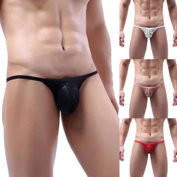 Vyrų Kelnės Sexy Nėrinių Diržas Ir G-String Kietas Kvėpuojantis Mažas Juosmens Trikotažo Kelnės Gėjų Kietas Vien Akies Kelnaitės Homme 5