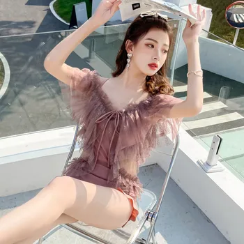 Korėjos Stiliaus vientisi maudymosi Kostiumėliai Moterims, Dot Push Up maudymosi kostiumėlį, Aukštos Kokybės Maudymosi Kostiumą, Seksualus Paplūdimio Monokini 0