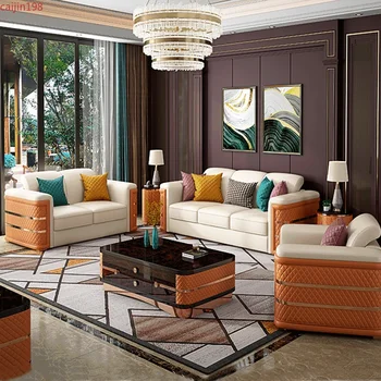 Privačių custom Post-Modernūs, Prabangūs Odos Deriniu Sofa italijos Kambarį Kūrybos Pritaikoma Didelio Dydžio Prabangus Namas