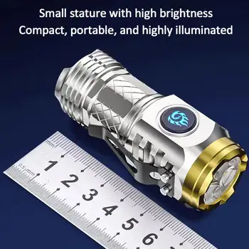 Mini LED Tris Akis Mini Žibintuvėlis Stiprios Šviesos Įkrovimo Nešiojamų Lauko Apšvietimas Long-Range Galingas Flash Šviesos 0