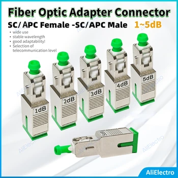Optinio tinklo Adapteris Jungties SC/APC Moterų -SC/APC Vyrų 1~5dB Fiksuotojo Pluošto Attenuator Optinio Pluošto Jungtis Jungė