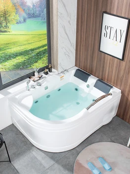 Dvigubo akrilo vonios Japoniško stiliaus pastovi temperatūra, jacuzzi villa vonia pirtis, baseinas