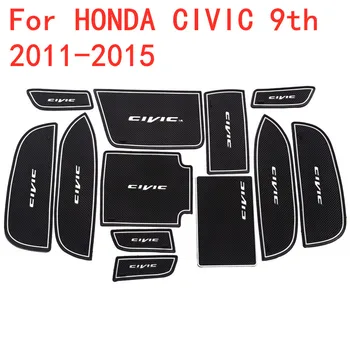 HONDA CIVIC 9 2011-2015 m. 9-ojo 3D Gumos Kilimėlis Durų Plyšį Trinkelėmis Taurės, Pagalvėlės formos Griovelio, Mat Lnterior Anti-Slip Mat Automobilių Reikmenys