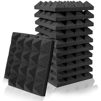 12Pcs Akustinio porolono 25x25x5cm Studio garso izoliacija Piramidės Garso Sugerties Gydymo Skydelis Plytelių Apsaugos Kempinė 0