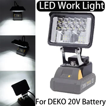 LED Darbo Lemputė DEKO 20V Li-Ion Baterija Belaidžio su USB Lauko LED Darbo Šviesos Faktinė Galia 12W Nešiojamų Žibintų
