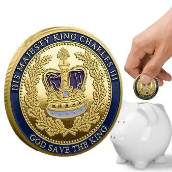 Royal Iššūkis Monetos Anglijos Karalius Karolis III Auksą, Padengtą Monetos Vertė Keychain Suvenyrų Monetų Kolekcionieriams Amatų 0